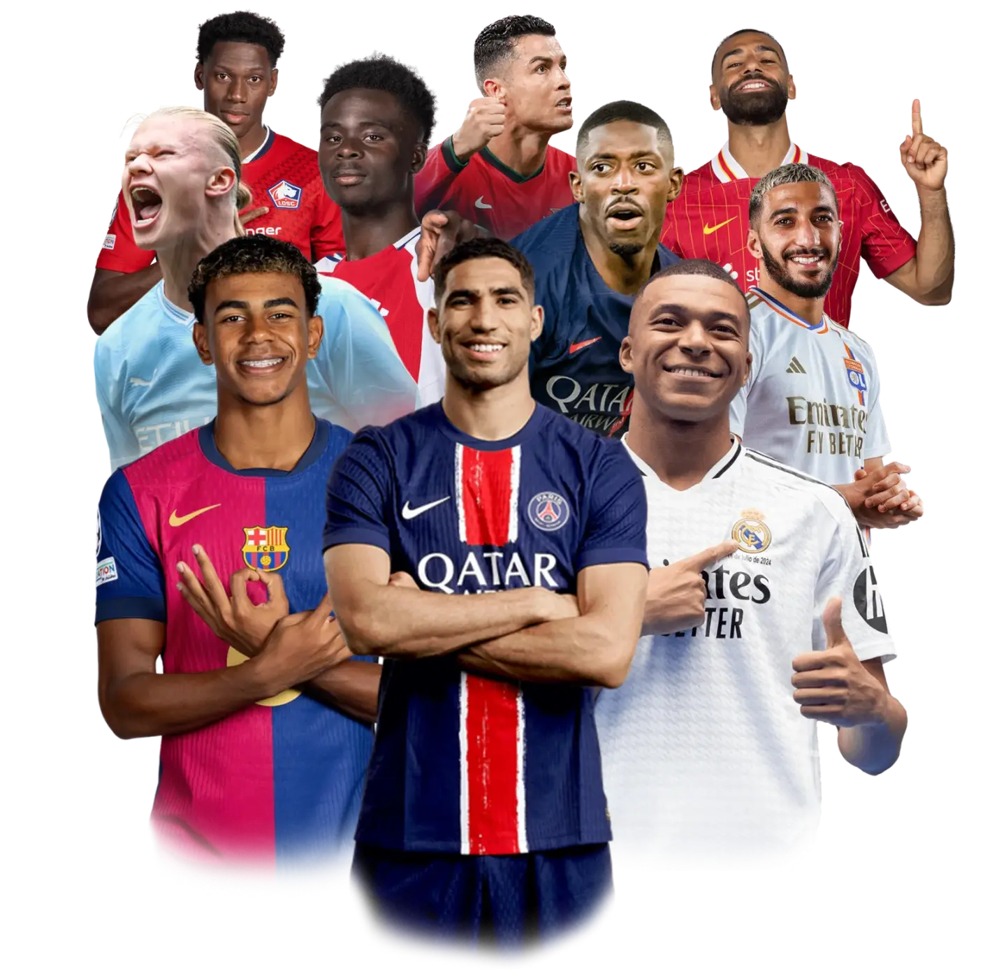Collage of football stars for overseas fans of Best UK IPTV